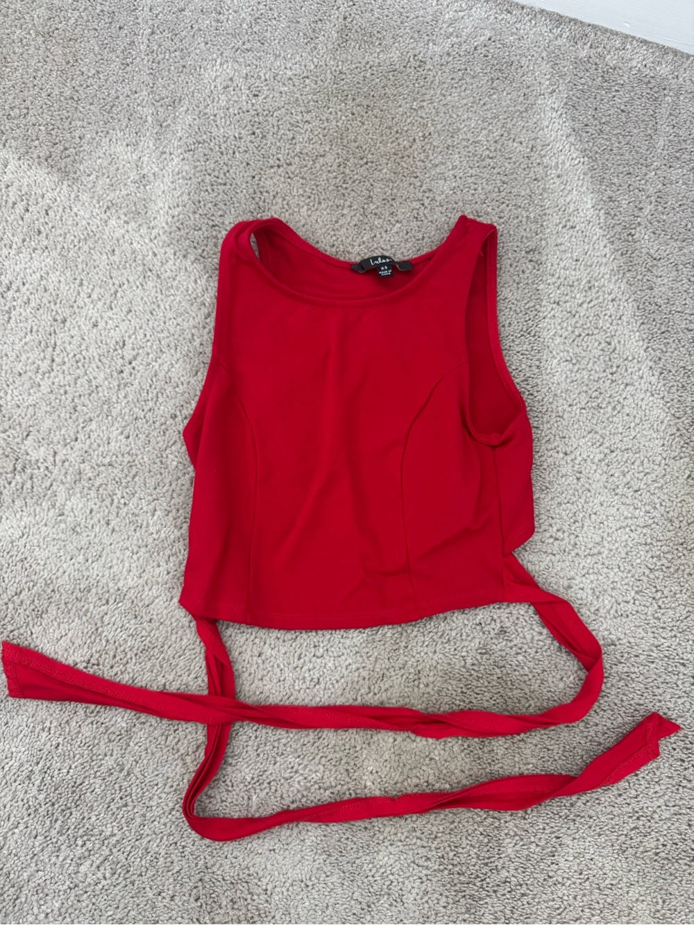 Lulu's Bright Red Tie-Back Sleeveless Crop Top